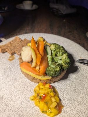 Tofu with mushroom risotto at Ike's Bistro in Oranjestad