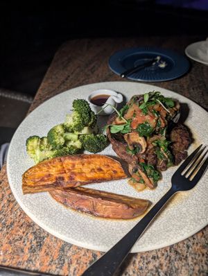 The shrimp and steak but they were out of steak so they added vegan fish at Ike's Bistro in Oranjestad