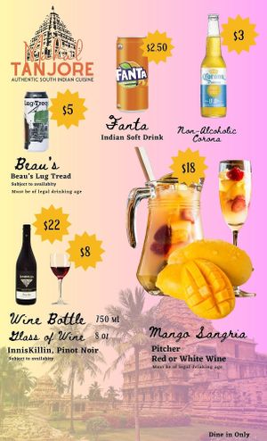 April special, drinks at Mahal Tanjore in Ottawa