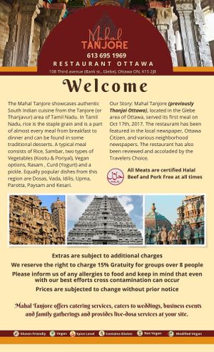  at Mahal Tanjore in Ottawa