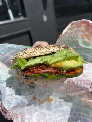 Avocado harrisa  at B Bagel Bakery Bar in South West London