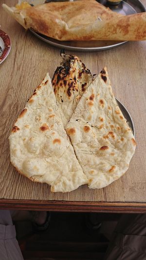 Garlic naan bread at Punjabi Restaurant in Pokhara