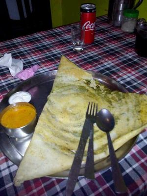 Spinach dosa at New Marwadi Restaurant in Pokhara
