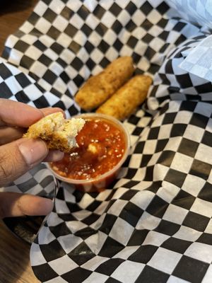 Vegan mozzarella Sticks at Chattanooga Pizza Co in Chattanooga