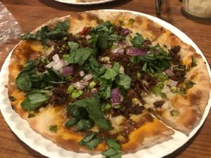 Vegan curry pizza at Chattanooga Pizza Co in Chattanooga