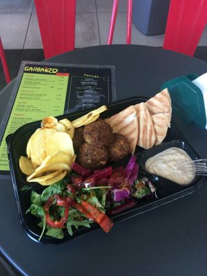 Falafel plate  at Garbanzo Falafel in Thessaloniki