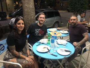 sitting outside at il Giardino di Devoto in Buenos Aires