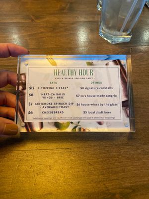 Healthy hour specials from 3-6pm everyday. Includes the vegan options  at Picazzo's  in Glendale