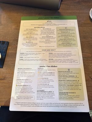 Menu as of June 3, 2025  at Picazzo's  in Glendale