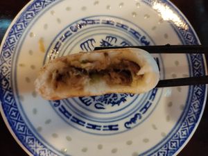 Inside the fried mushroom bun at LockCha 樂茶軒 - Admiralty in Hong Kong Island