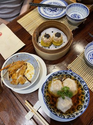 Fried rice roll, truffle dim sum, mushroom broth dumplings   at LockCha 樂茶軒 - Admiralty in Hong Kong Island