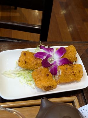 Deep Fried Vegan Prawn Roll with Vegan Cheese at LockCha 樂茶軒 - Admiralty in Hong Kong Island