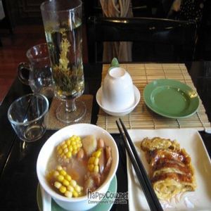Dancing flower fairy tea, bean curd skin and soup at LockCha 樂茶軒 - Admiralty in Hong Kong Island
