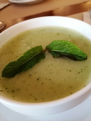 Crema fría de melon y menta. at Govinda in Barcelona