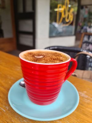 Oat milk cappuccino at BT Dubs Cafe in Warburton