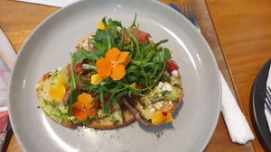 Vegan smashed avo at BT Dubs Cafe in Warburton