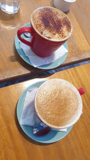 Vegan chai & cap at BT Dubs Cafe in Warburton