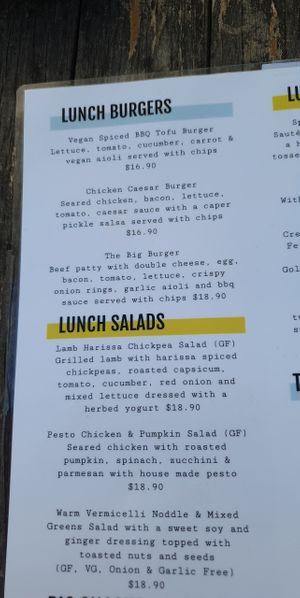 Menu at BT Dubs Cafe in Warburton