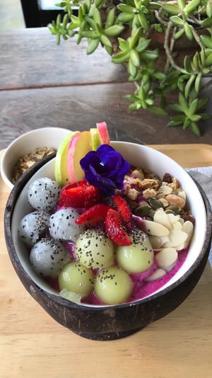 Berrylicious smoothies bowl  at Full Moon Wellness Cafe in Chiang Rai