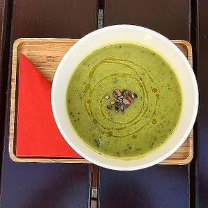 Pea-Mint-Lemon Soup at Muntpunt Grand Cafe in Brussels