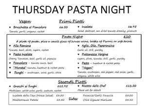 Thursday Pasta Night at Amore in Newcastle-under-lyme