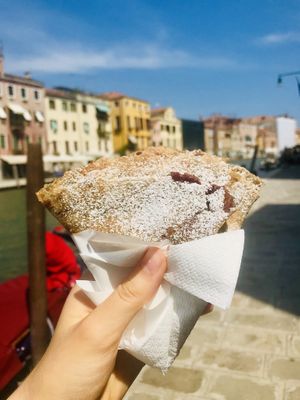 Sweet crepe with homemade wildberry cream at Cocaeta in Venice