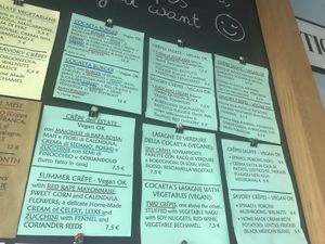 Savory vegan crepes (green) at Cocaeta in Venice