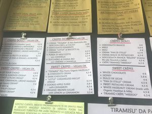 Sweet crepes menu at Cocaeta in Venice