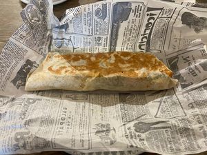 Breakfast wrap. Falafel, hummus, beans, spinach, hash browns and mushrooms  at Rick's Diner in Oxford