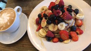 Pancakes, great for a rainy Sunday morning  at Rick's Diner in Oxford