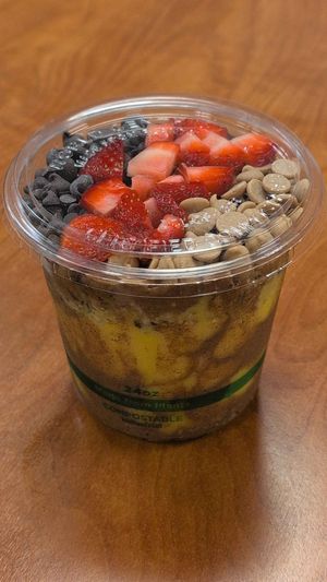 BYO bowl with mango sunrise base at Raw Juice Cafe in Flagler Beach