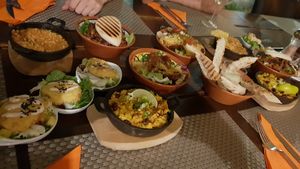 A spread of the veggie tapas! at Bar Restaurant Chillers in Moraira