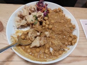 Chickpea curry bowl at Sprout in Nelson