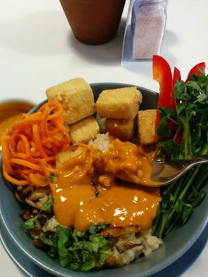 Satay bowl at Sprout in Nelson