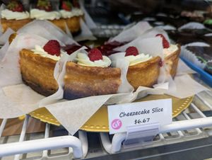 Raspberry or strawberry cheesecake. at City Cakes Bakery & Cafe in Midvale