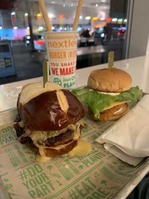 pub chz burger, chkn bacon ranch burger, pumpkin shake  at Next Level Burger - Brooklyn in Brooklyn