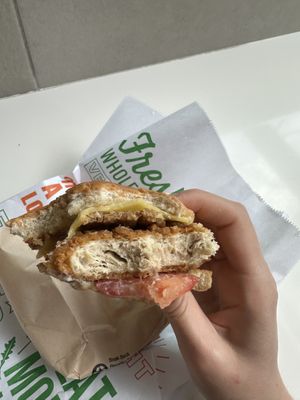 Super realistic chicken texture - thought it was real chicken  at Next Level Burger - Brooklyn in Brooklyn