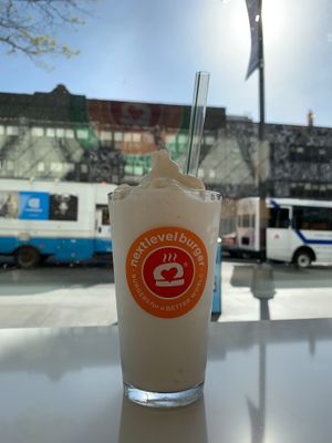 I've made better milkshakes than this myself, and I was disappointed. It was a bit better after it melted a bit. Its consistency was too "icy" for me.  at Next Level Burger - Brooklyn in Brooklyn