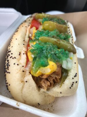 Vegan Rad Dog Chicago Style at Relish in Griffith