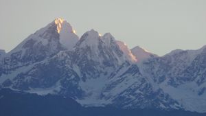 Dorje lacpa mountpain from view tower . at Mountain Paradise Hotel in Nagarkot