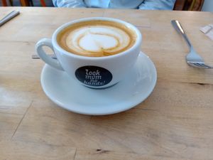 Flat white at Look Mum No Hands in London