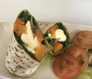 butternut squash wrap  at The Penny Farthing Cafe & Wine Bar in Cowbridge