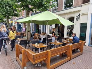 Front + outdoor seating at Barista Cafe in Haarlem