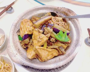 Vegetarian Braised Eggplant with Minced Pork 魚香茄子煲 at Sino Vegetarian Restaurant 大中華素食 in Kowloon