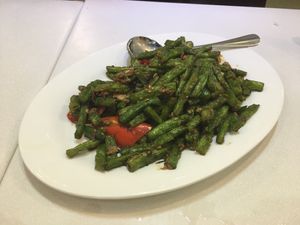 Stir-fried green beans at Sino Vegetarian Restaurant 大中華素食 in Kowloon