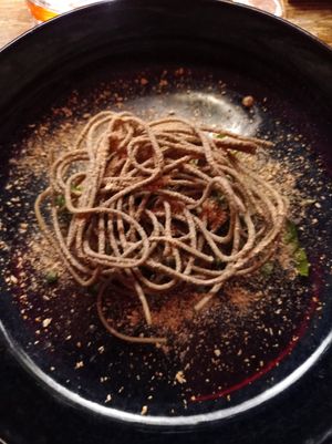 Menu vegan de la St Valentin - nouilles sobas frites et bouillons de céleri at Marclee in Paris
