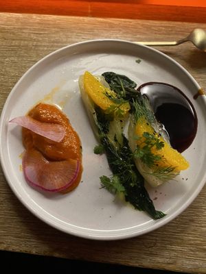 Bak choy, smoked pepper cream  at Marclee in Paris