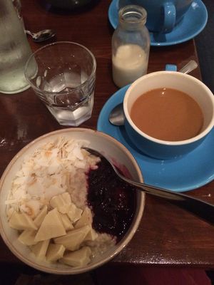 White chocolate, cherry and coconut porridge!  at Bristol Porridge Project in Bristol
