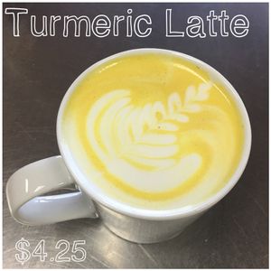 Turmeric Latte: Turmeric, ginger, black pepper, coconut milk, stevia (specify stevia) at 918 Coffee in Tulsa