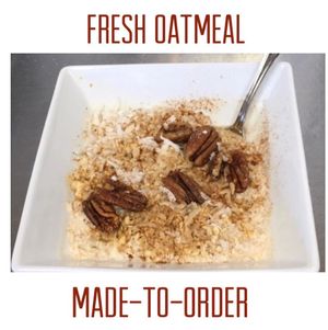 Oatmeal can be made with almond, coconut or soy milk! Extra but & dried fruit add ons! at 918 Coffee in Tulsa